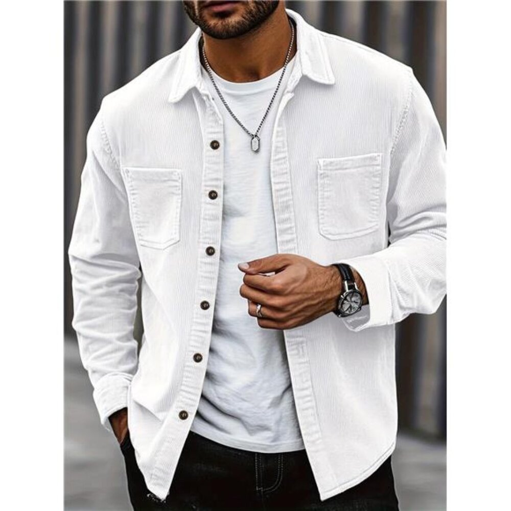 NWT Multiple Sizes Men's Corduroy Button-Up Shirt Jacket Unique Chest Pocket